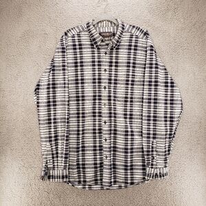 Eddie Bauer Mens XL Tall Blue & White All Cotton Button Down Shirt Long Sleeves.